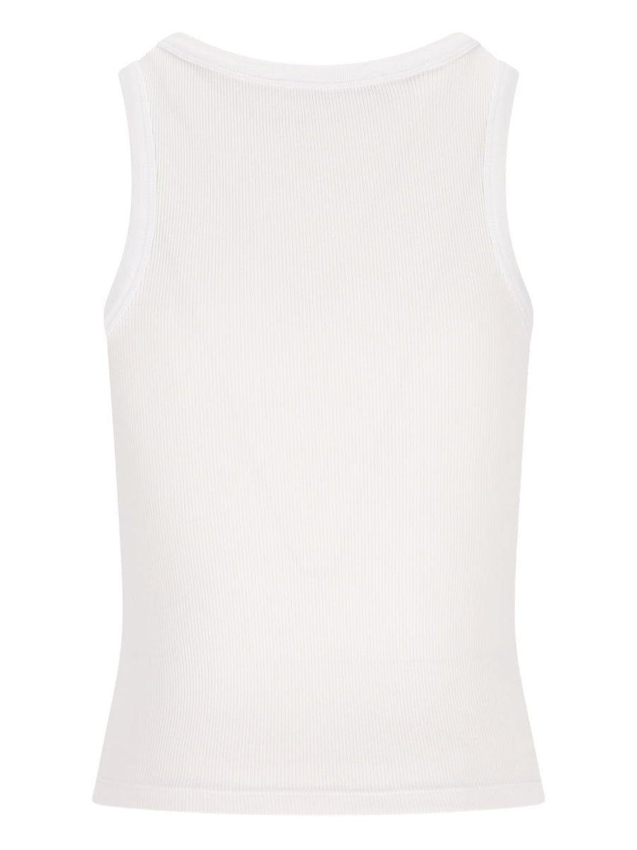 Givenchy Logo Cotton Tank Top For Women White Ribbed Knit Sleeveless Luxury Essential Versatile