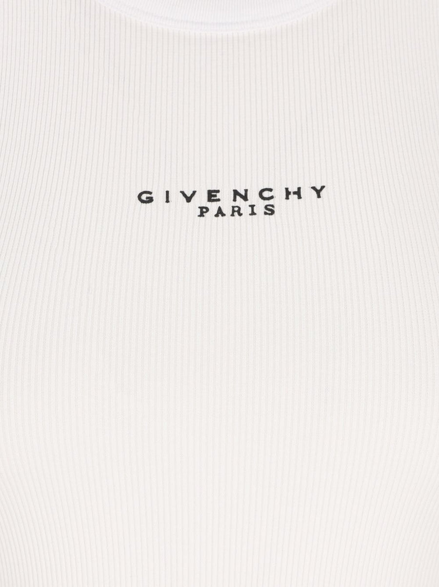 Givenchy Logo Cotton Tank Top For Women White Ribbed Knit Sleeveless Luxury Essential Versatile