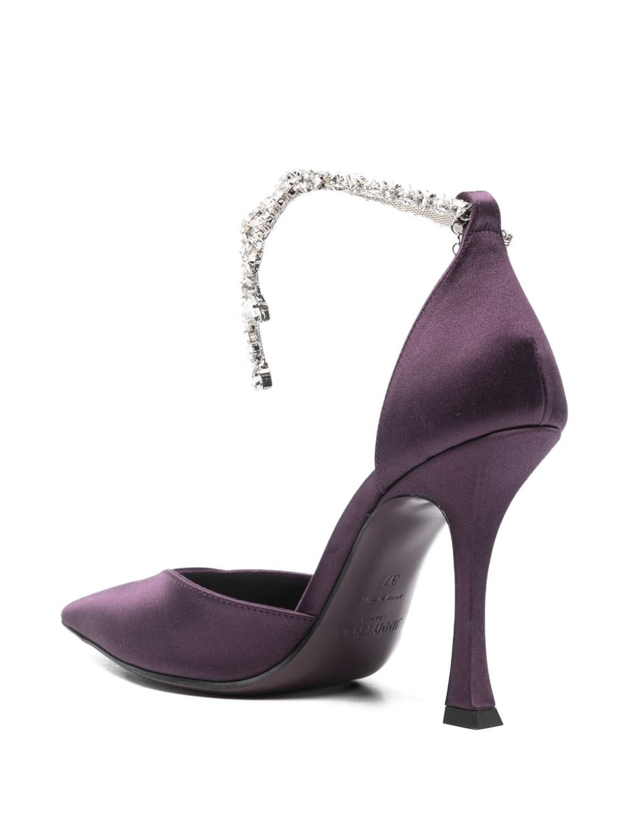Jimmy Choo Stevei 100 Pumps Crystal Embellished Leather Stilettos 10 Cm Heel For Women Luxury Eveningwear