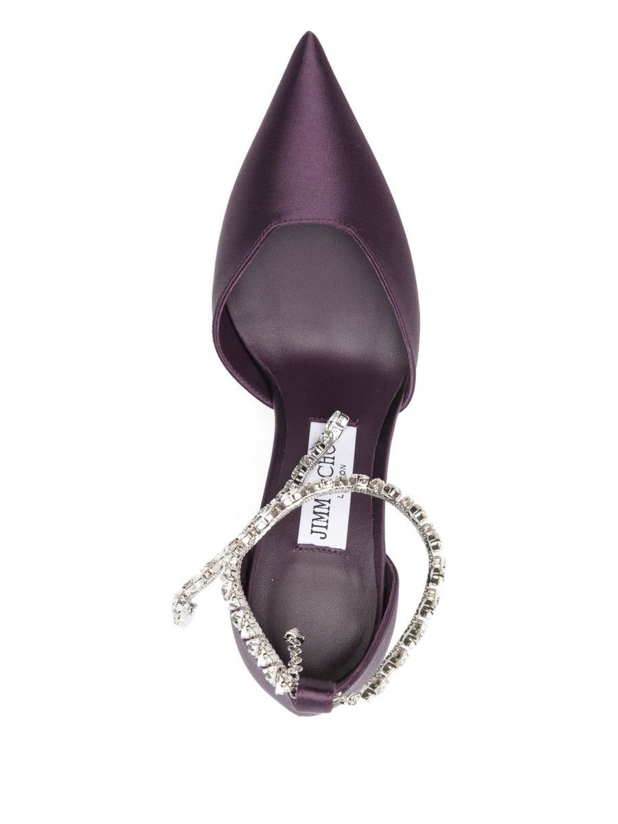 Jimmy Choo Stevei 100 Pumps Crystal Embellished Leather Stilettos 10 Cm Heel For Women Luxury Eveningwear
