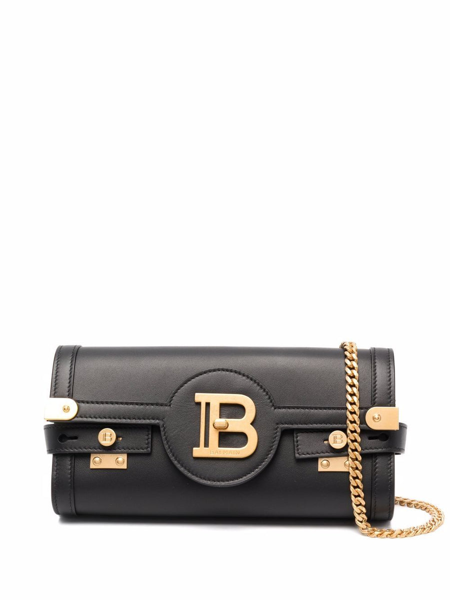 Balmain B Buzz Pouch 23 Calfskin Crossbody Bag for Women Luxury On the Go Signature Gold Hardware