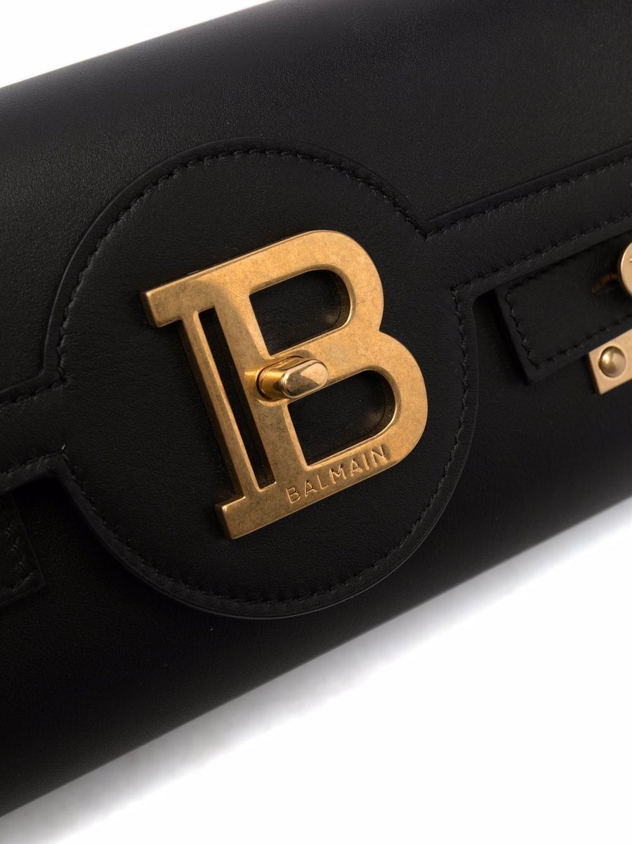 Balmain B Buzz Pouch 23 Calfskin Crossbody Bag for Women Luxury On the Go Signature Gold Hardware