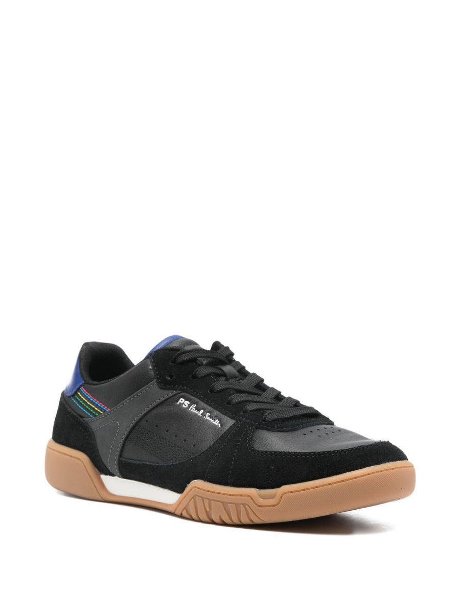 PS By Paul Smith Leather Sneakers For Men Black Panelled Leather Upper With Lace Up Comfort Premium