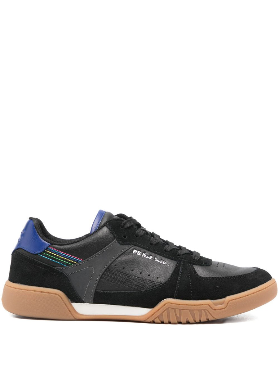 PS By Paul Smith Leather Sneakers For Men Black Panelled Leather Upper With Lace Up Comfort Premium