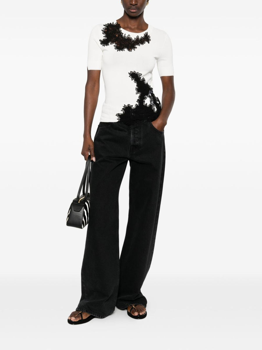 Ermanno Scervino Embroidered White Top With Floral Applique For Women Day To Night