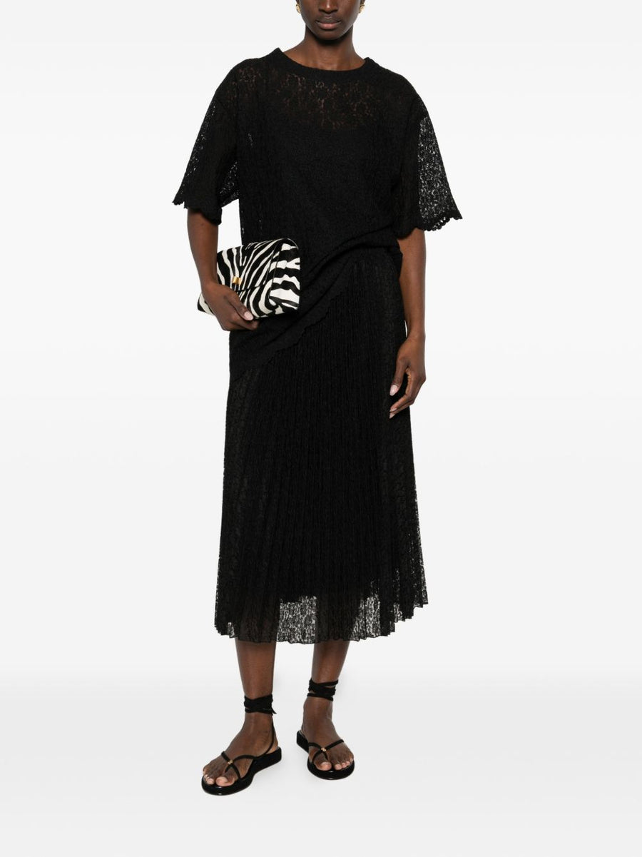 Ermanno Scervino Embroidered Long Skirt For Women Luxe Plisse Texture Versatile For Formal Or Smart Casual