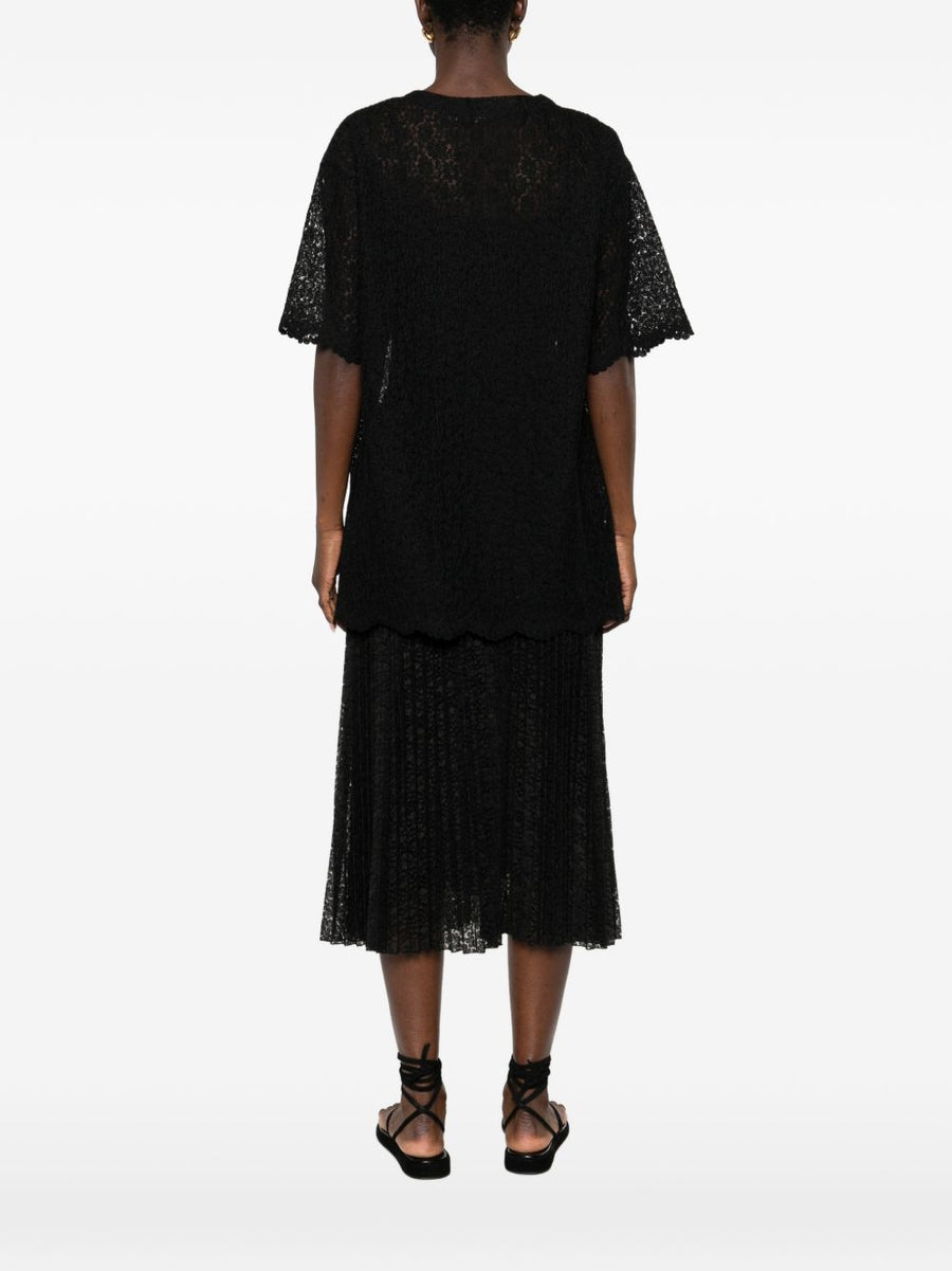 Ermanno Scervino Embroidered T Shirt With Lace Trim For Women Luxury Topwear Premium Craftsmanship