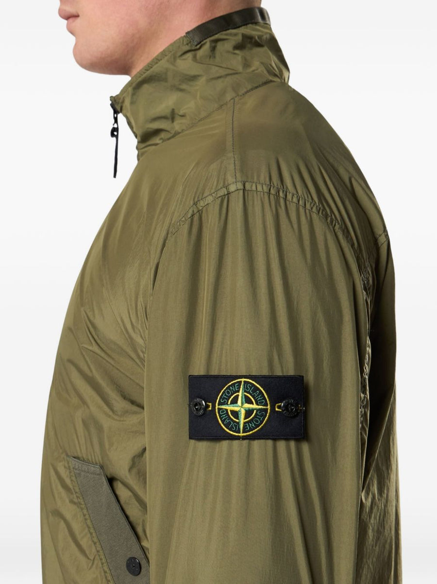Stone Island Wool Nylon Bomber Jacket For Men Compass Badge Premium Versatile Everyday Wear Army Green