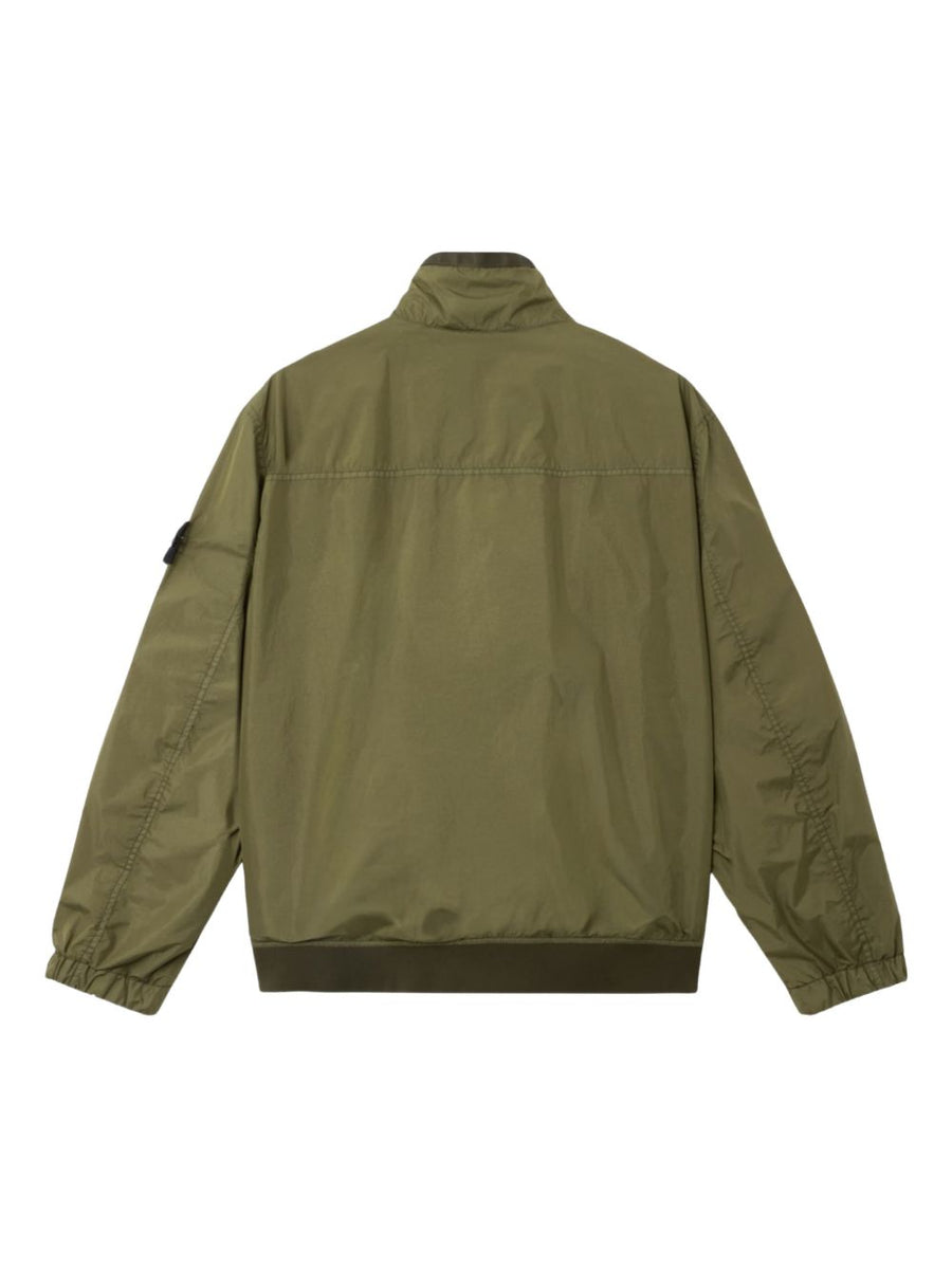 Stone Island Wool Nylon Bomber Jacket For Men Compass Badge Premium Versatile Everyday Wear Army Green