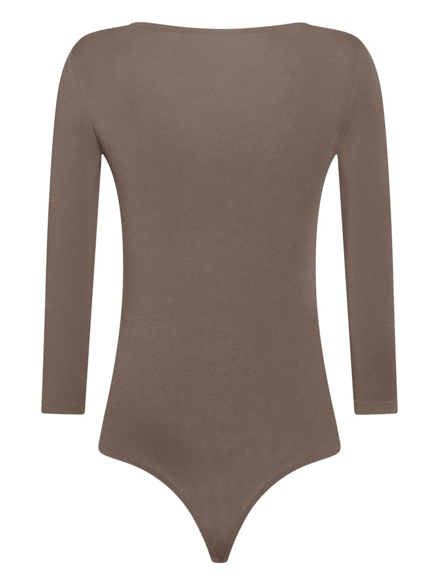 Wolford Tokio Bodysuit For Women Light Brown Soft Modal Blend With Smooth Drape Slim Fit Layering Topwear