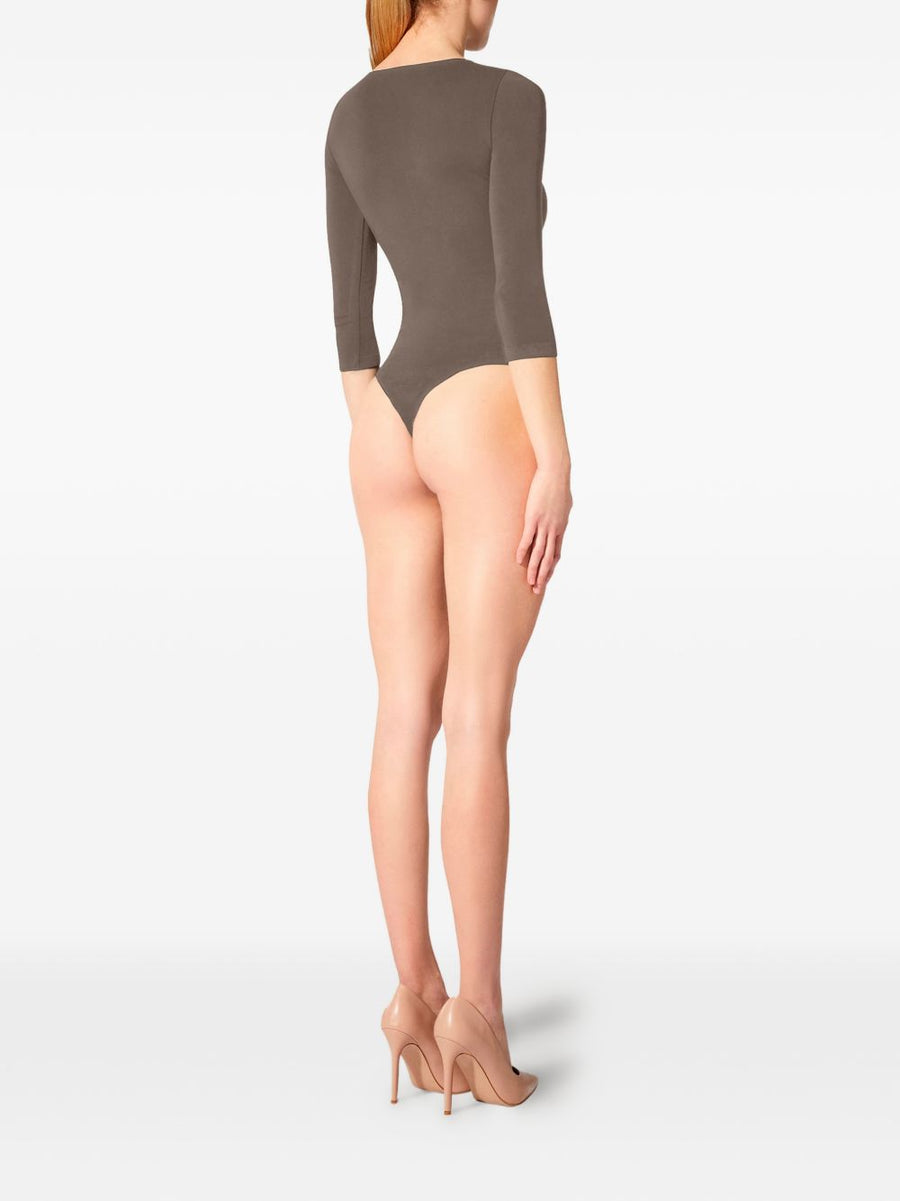 Wolford Tokio Bodysuit For Women Light Brown Soft Modal Blend With Smooth Drape Slim Fit Layering Topwear
