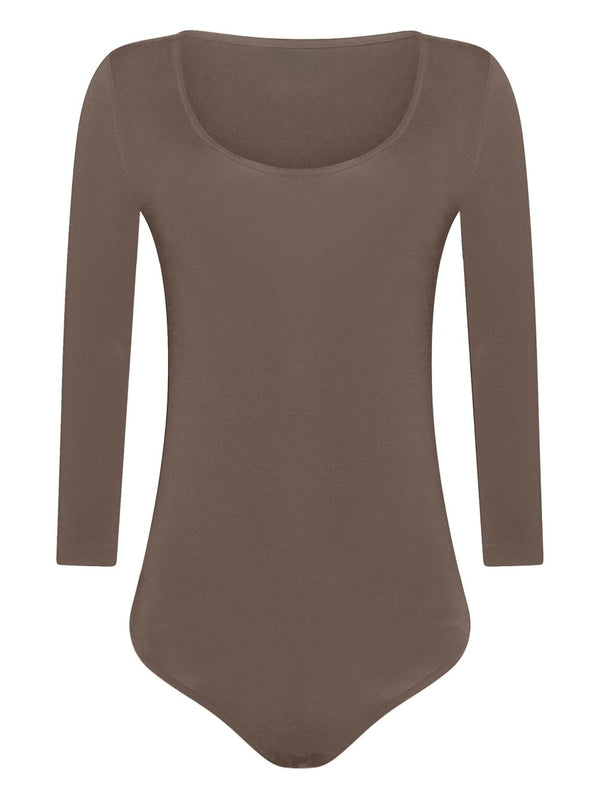 Wolford Tokio Bodysuit For Women Light Brown Soft Modal Blend With Smooth Drape Slim Fit Layering Topwear