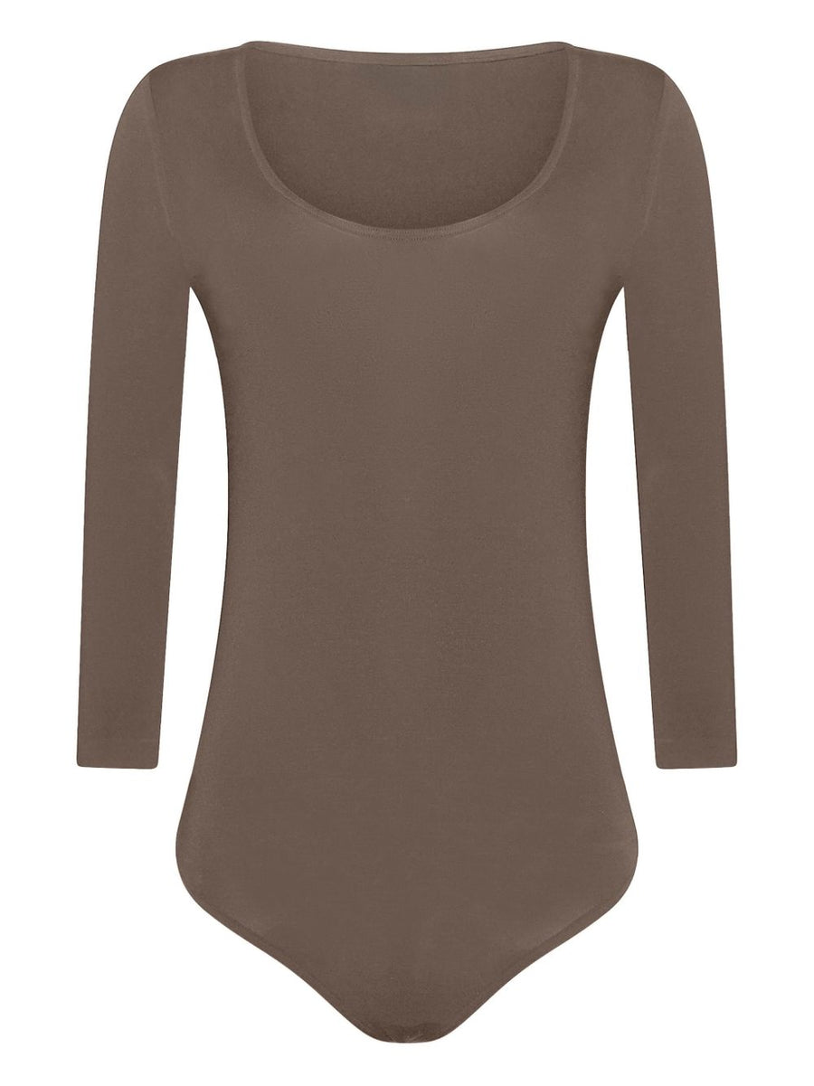 Wolford Tokio Bodysuit For Women Light Brown Soft Modal Blend With Smooth Drape Slim Fit Layering Topwear