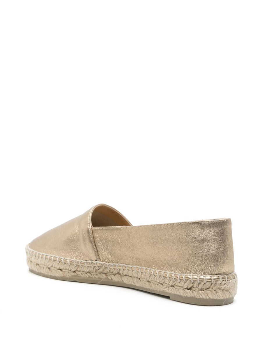 Castañer Kenda Flat Espadrille Gold Tone For Women Timeless Everyday Summer Shoe