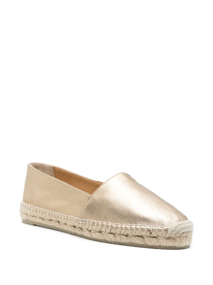 Castañer Kenda Flat Espadrille Gold Tone For Women Timeless Everyday Summer Shoe