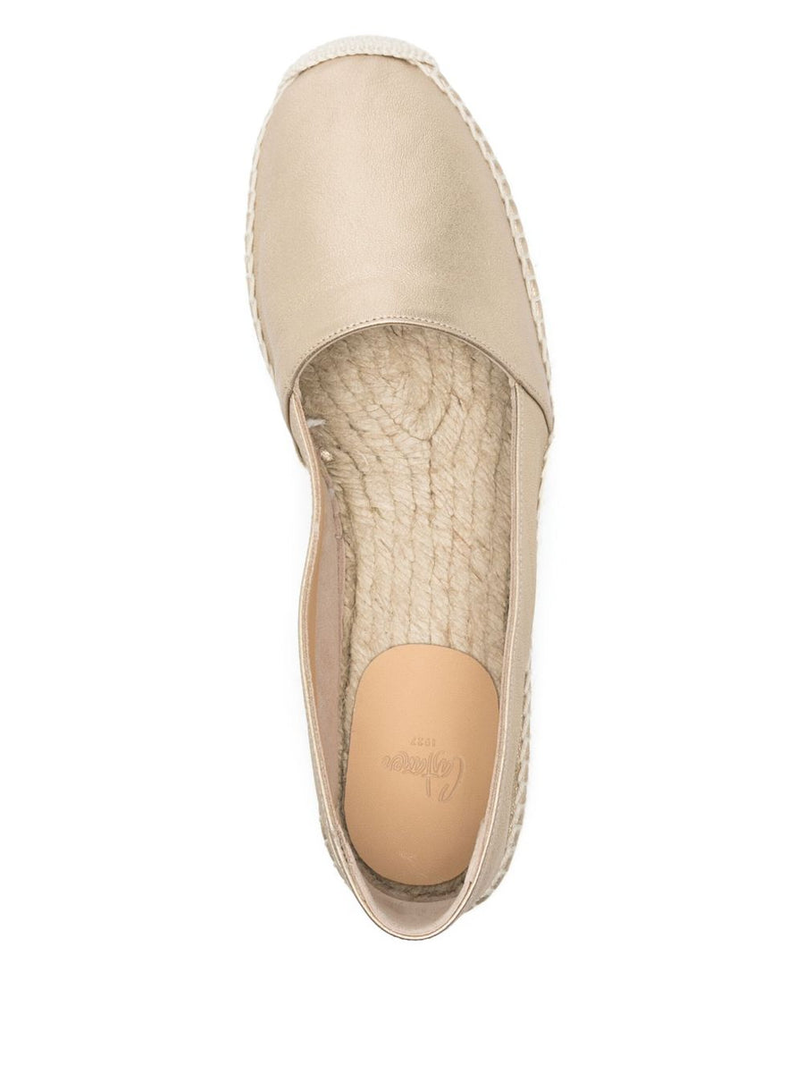 Castañer Kenda Flat Espadrille Gold Tone For Women Timeless Everyday Summer Shoe