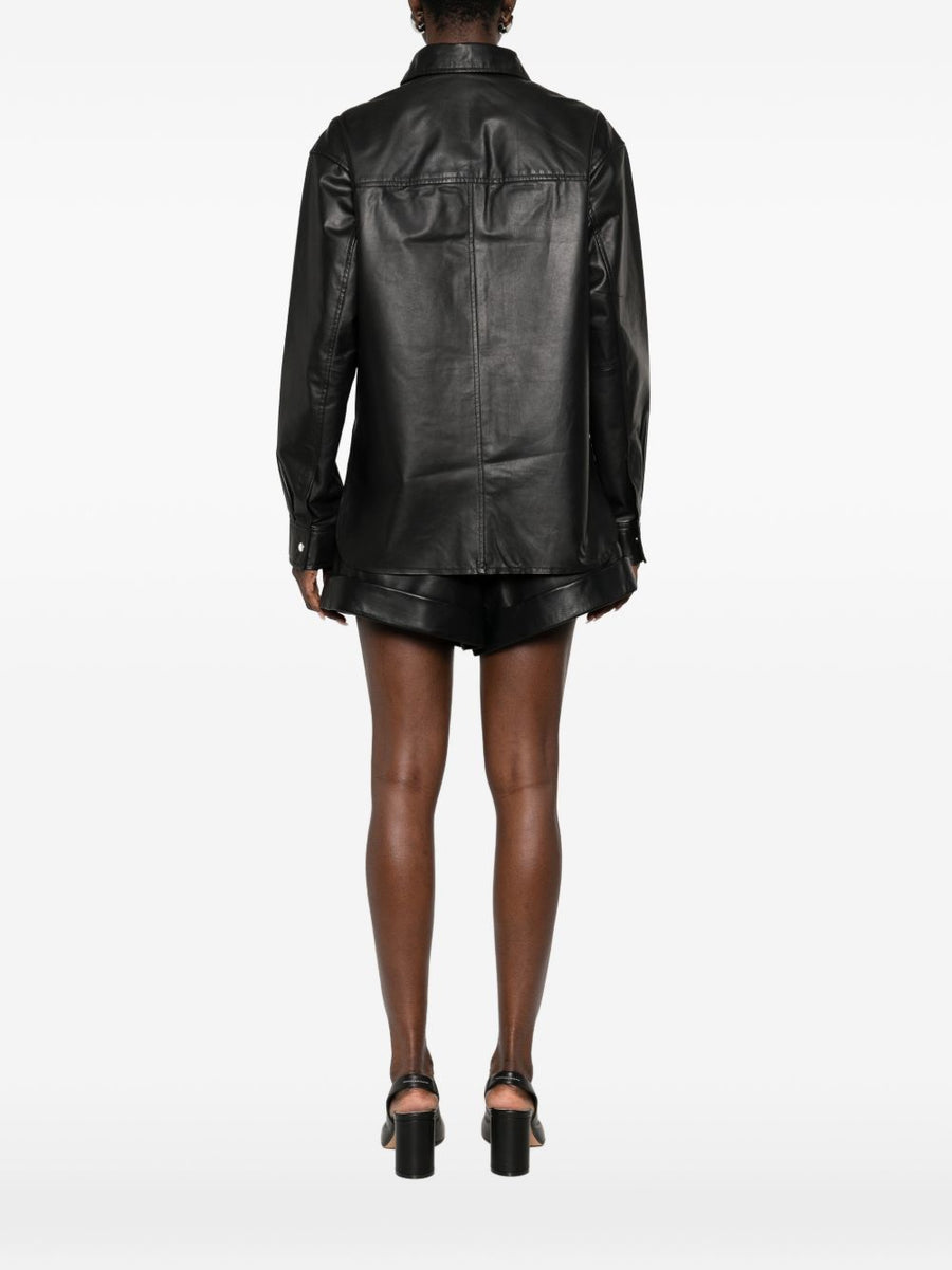 Iro Cabana Leather Shirt For Women Premium Black Lamb Leather With Bold Texture Day To Night Versatility