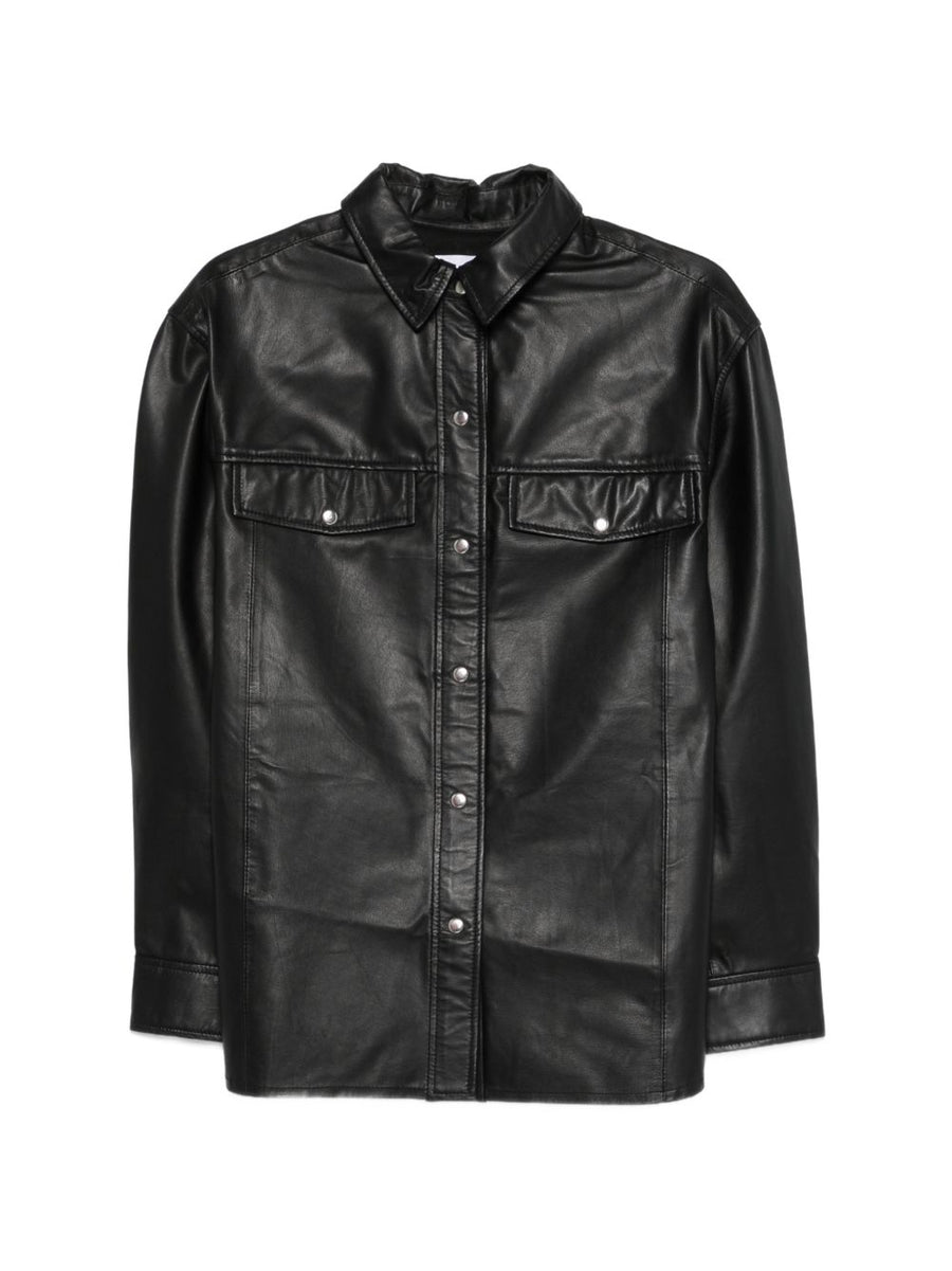 Iro Cabana Leather Shirt For Women Premium Black Lamb Leather With Bold Texture Day To Night Versatility