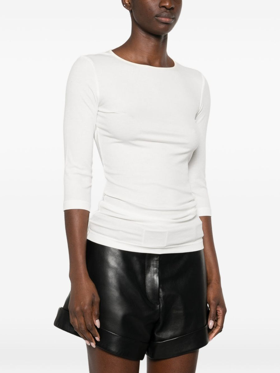 Ribbed Knit Top Iro Thanya White Breathable Lyocell Blend For Women Everyday Luxury