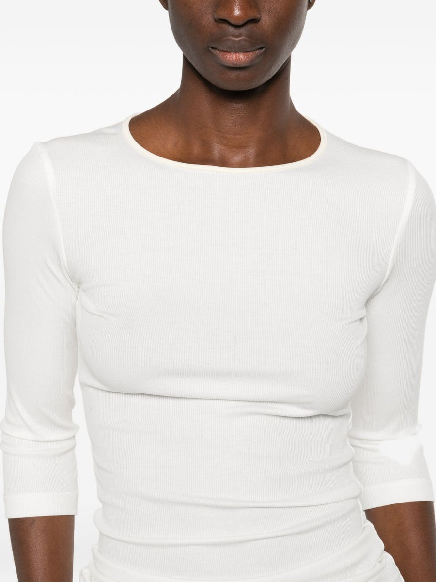 Ribbed Knit Top Iro Thanya White Breathable Lyocell Blend For Women Everyday Luxury