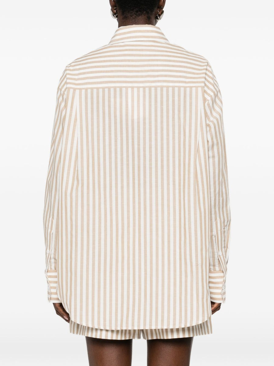 Iro Azaloa Striped Cotton Blouse For Women Polished Everyday Shirt With Chest Pocket
