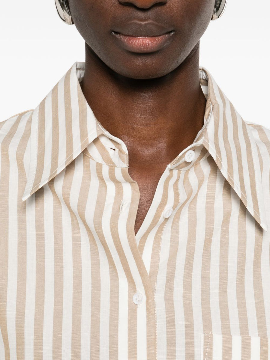 Iro Azaloa Striped Cotton Blouse For Women Polished Everyday Shirt With Chest Pocket