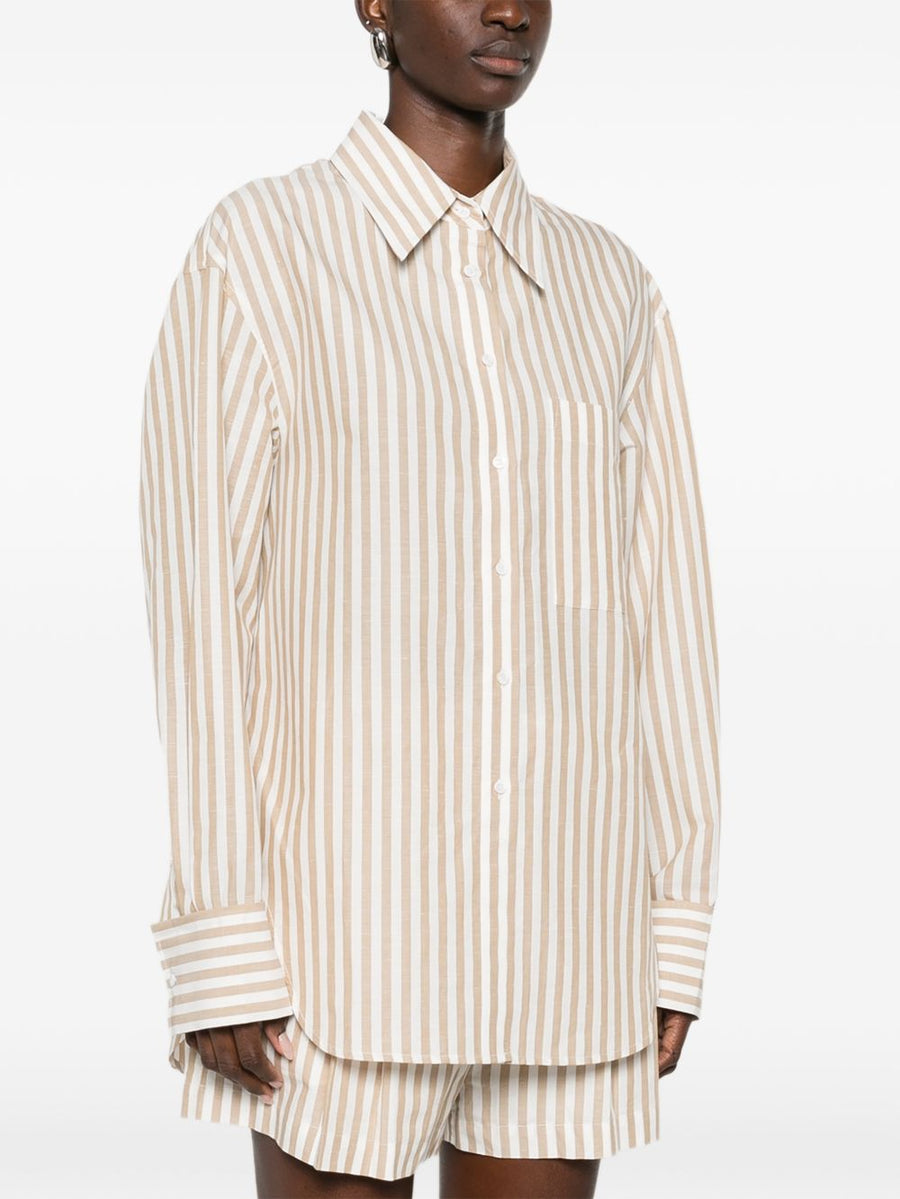 Iro Azaloa Striped Cotton Blouse For Women Polished Everyday Shirt With Chest Pocket