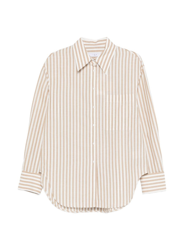 Iro Azaloa Striped Cotton Blouse For Women Polished Everyday Shirt With Chest Pocket