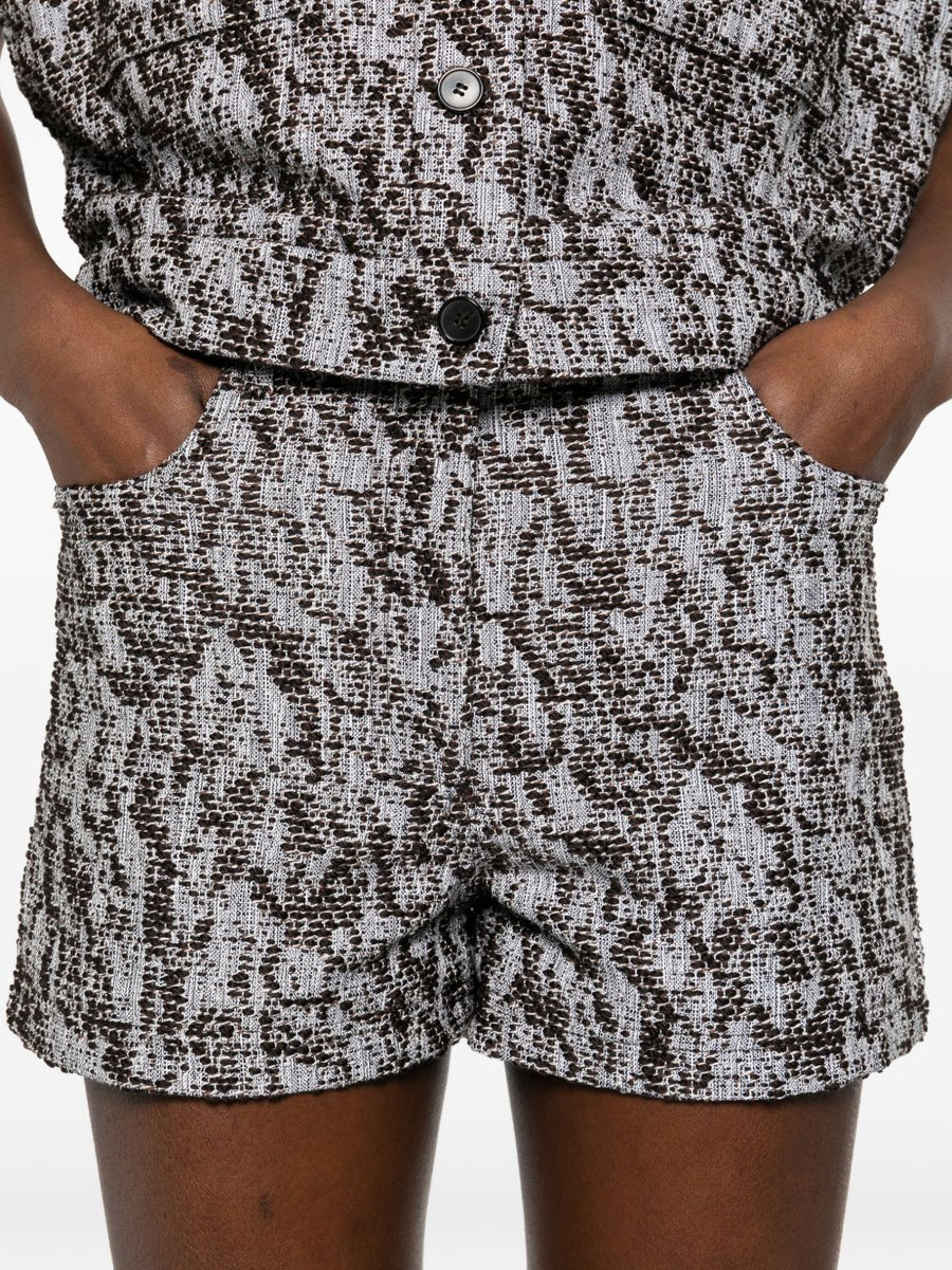 Iro Edela Cotton Blend Shorts For Women With Textured Stitching And Side Pockets In Brown
