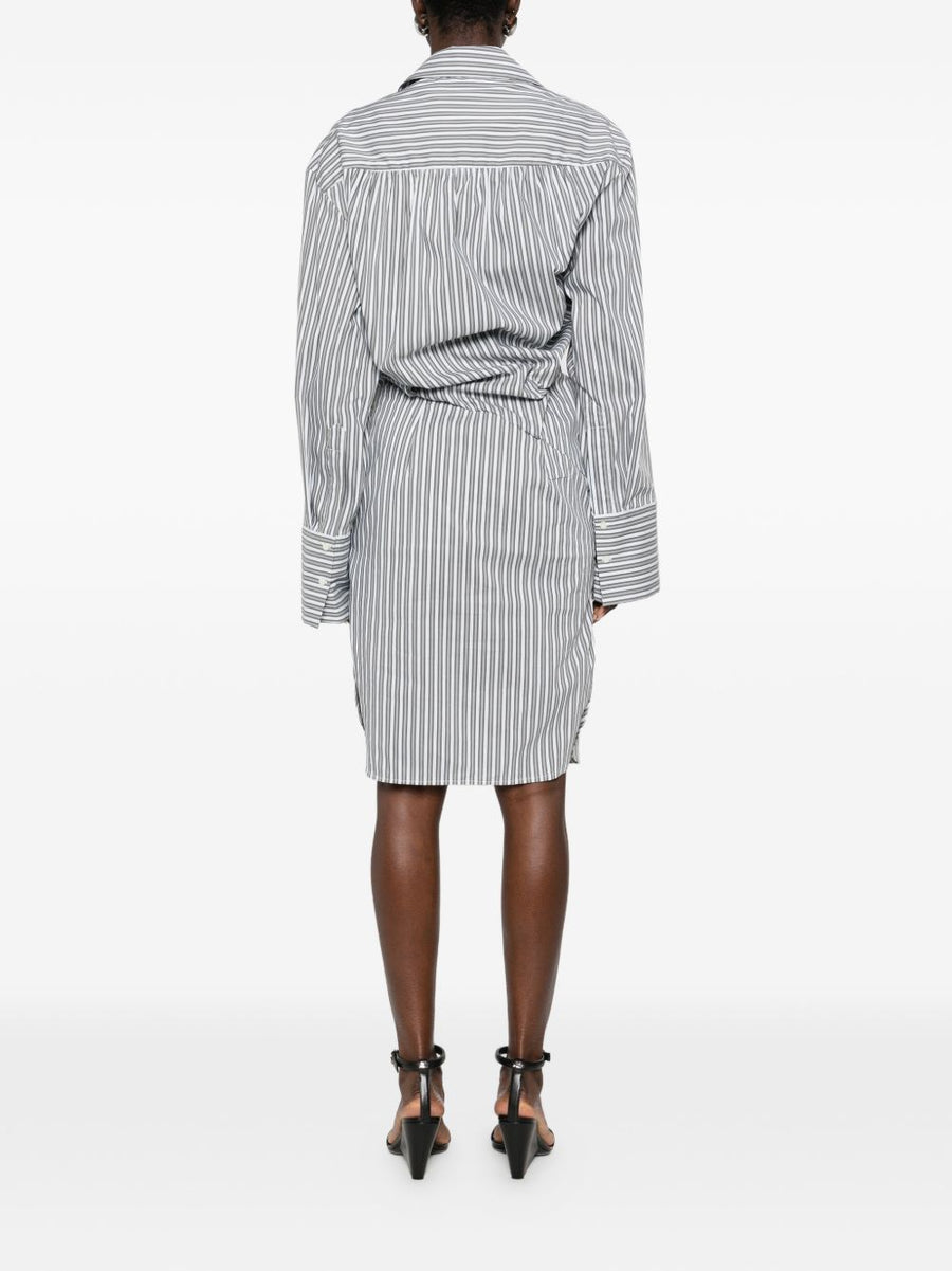 Iro Lazul Striped Cotton Wrap Dress For Women With Straight Point Collar Chic Day To Night Spring Summer 2026