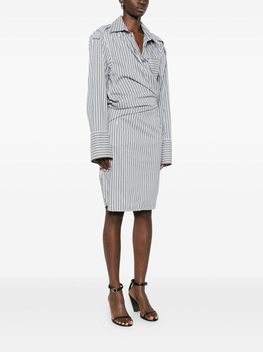 Iro Lazul Striped Cotton Wrap Dress For Women With Straight Point Collar Chic Day To Night Spring Summer 2026