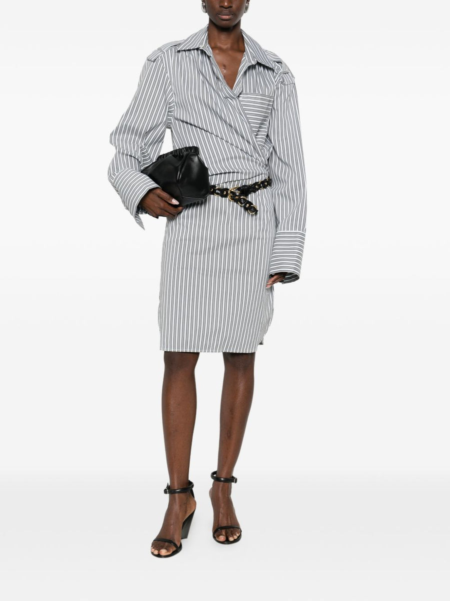 Iro Lazul Striped Cotton Wrap Dress For Women With Straight Point Collar Chic Day To Night Spring Summer 2026