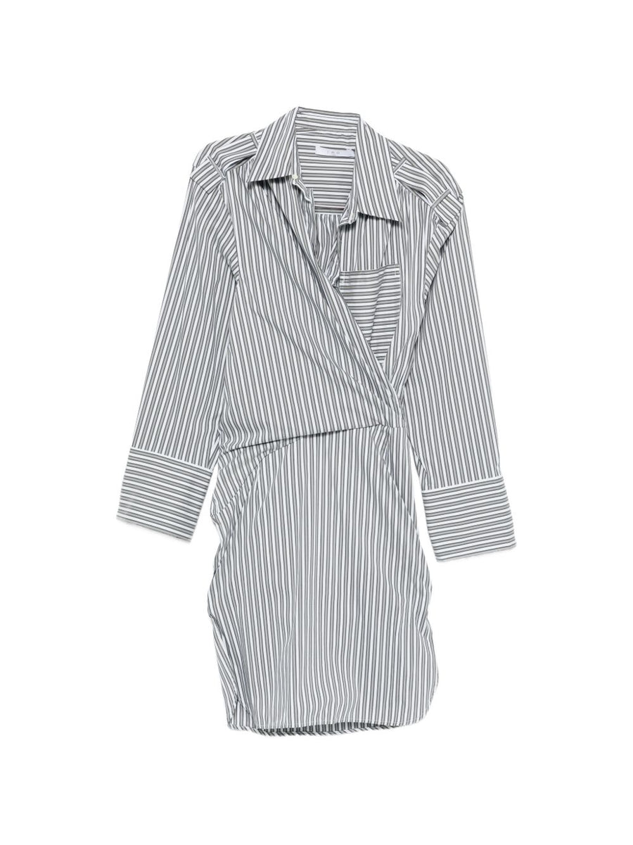 Iro Lazul Striped Cotton Wrap Dress For Women With Straight Point Collar Chic Day To Night Spring Summer 2026