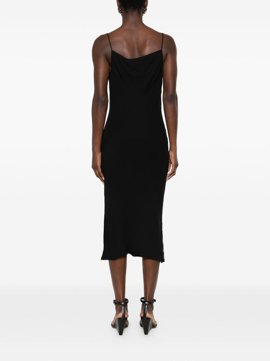 Iro Ombry Long Dress for Women Black Cowl Neck Maxi with Subtle Stud Embellishments for Evening Glamour