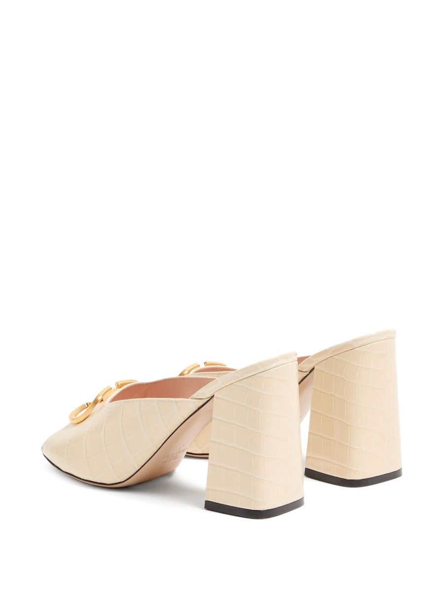 Valentino Garavani VLogo Signature Leather Mules for Women White Calf Leather Luxury Versatile Dress Sandals