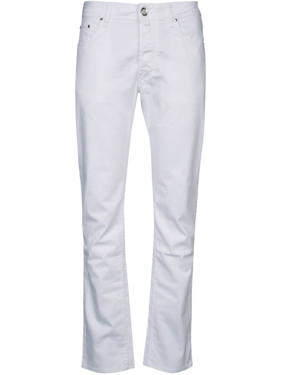 Jacob Cohen Slim White Denim Jeans For Men Premium Modern Silhouette Versatile Wardrobe Staple