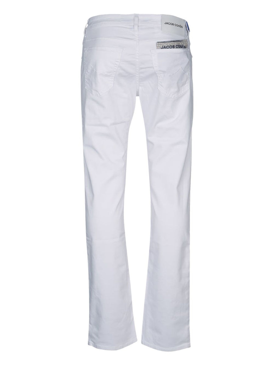 Jacob Cohen Slim White Denim Jeans For Men Premium Modern Silhouette Versatile Wardrobe Staple