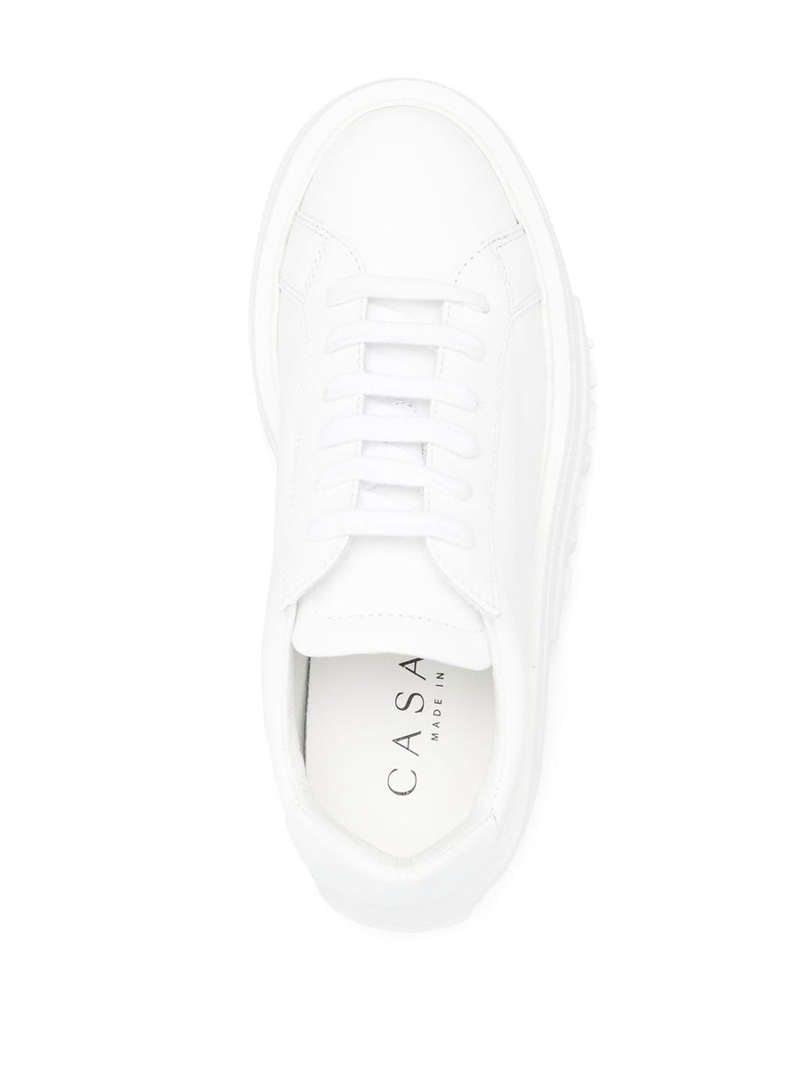 Casadei Nexus White Calf Leather Platform Sneakers For Women Lace Up Chunky Sole Premium Luxury