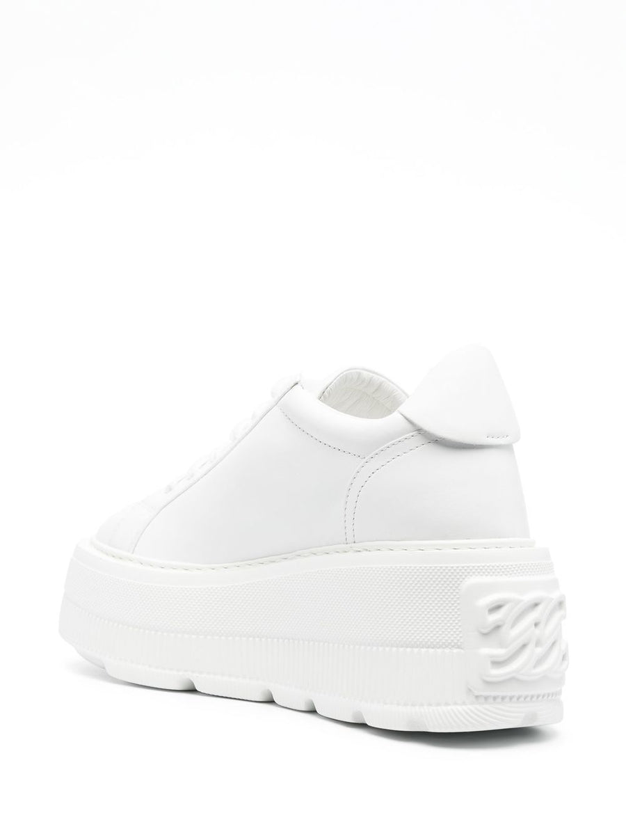Casadei Nexus White Calf Leather Platform Sneakers For Women Lace Up Chunky Sole Premium Luxury