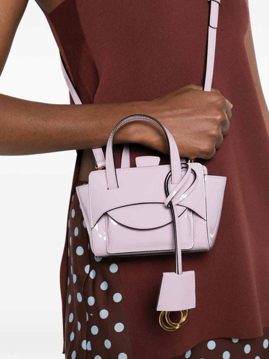 Hidesins Flap XS Lilac Patent Calf Leather Mini Shopper With Detachable Strap Top Handle For Women