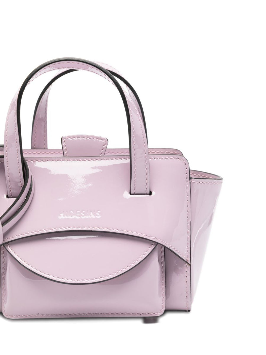 Hidesins Flap XS Lilac Patent Calf Leather Mini Shopper With Detachable Strap Top Handle For Women