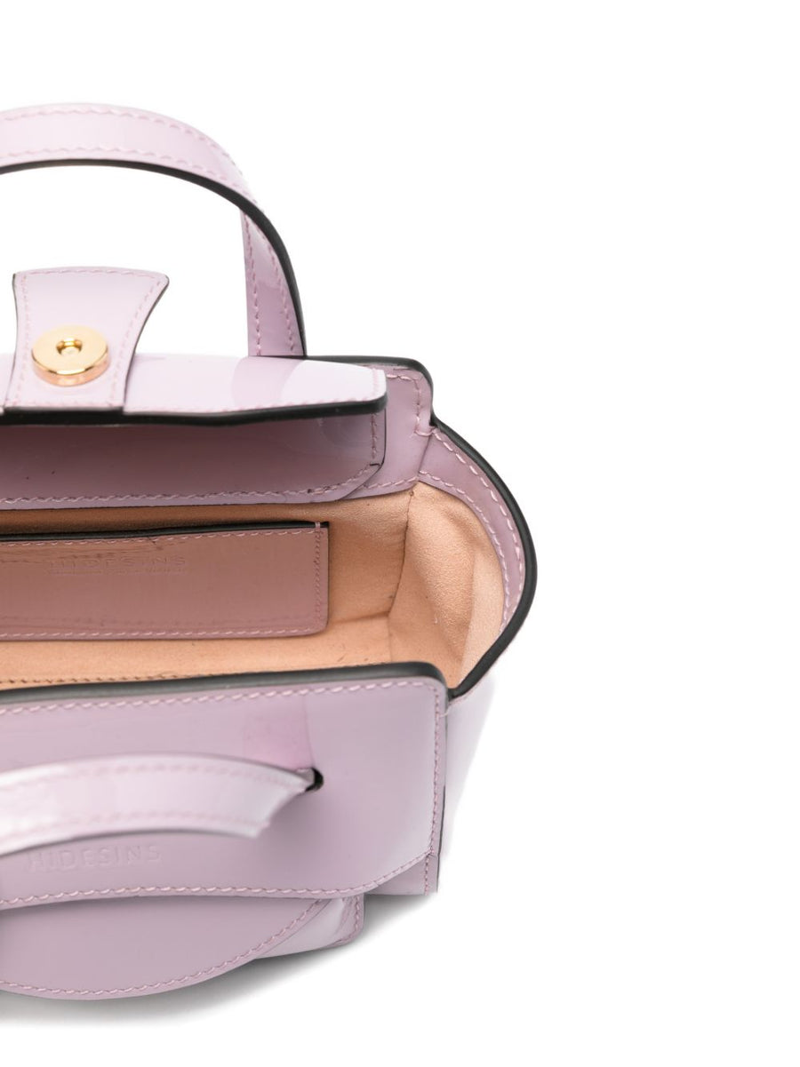 Hidesins Flap XS Lilac Patent Calf Leather Mini Shopper With Detachable Strap Top Handle For Women
