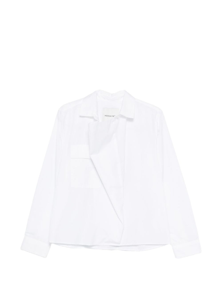 Herskind Cotton Shirt for Women with Chest Pocket and Draped Detail for Polished Everyday Wear