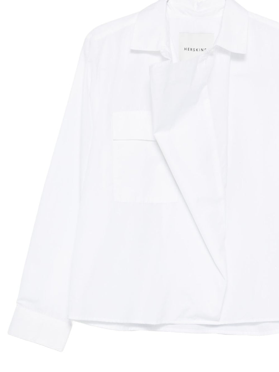 Herskind Cotton Shirt for Women with Chest Pocket and Draped Detail for Polished Everyday Wear