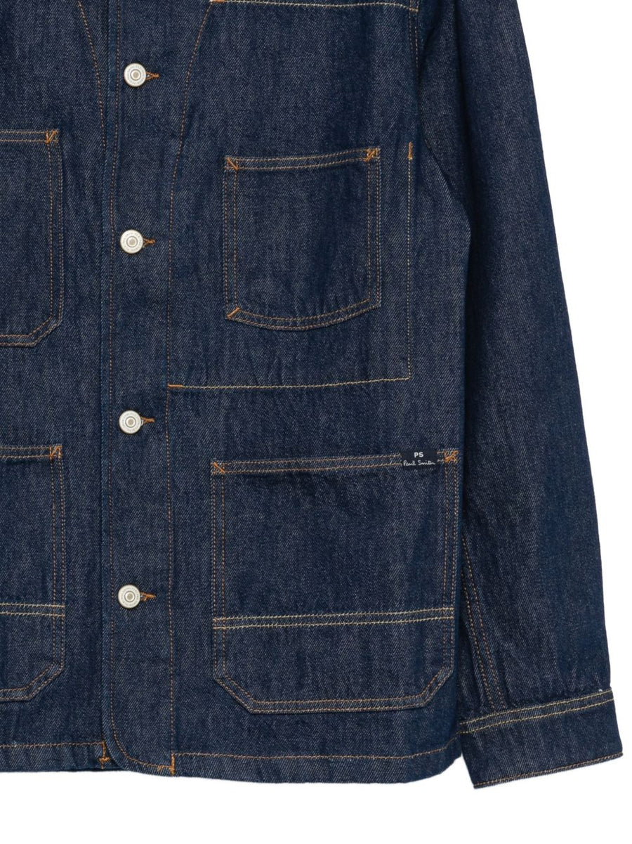 PS By Paul Smith Cotton Jacket Navy Versatile Smart Casual Layer With Recycled Cotton Blend For Modern Men