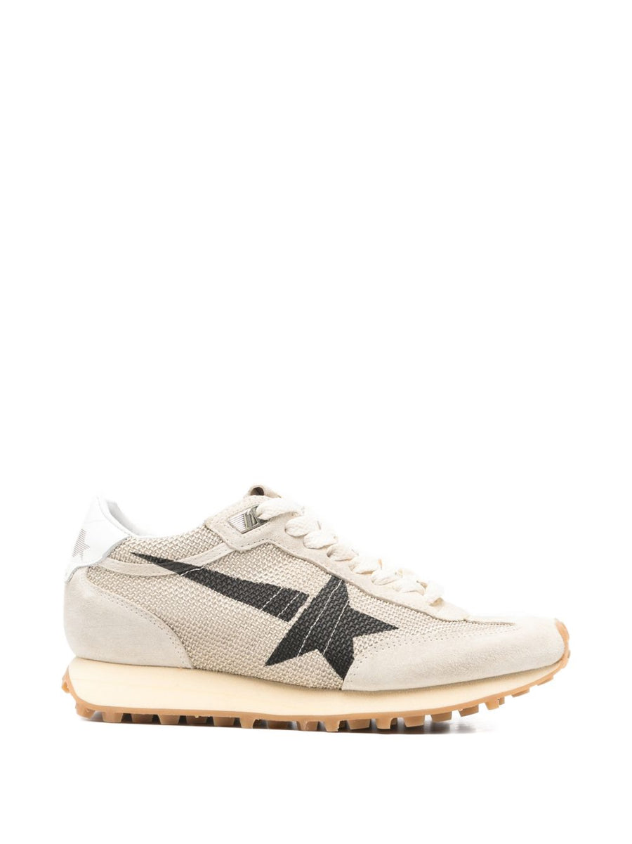 Golden Goose Marathon Sneakers For Women Beige Mesh And Calf Suede With Lug Sole Travel Ready