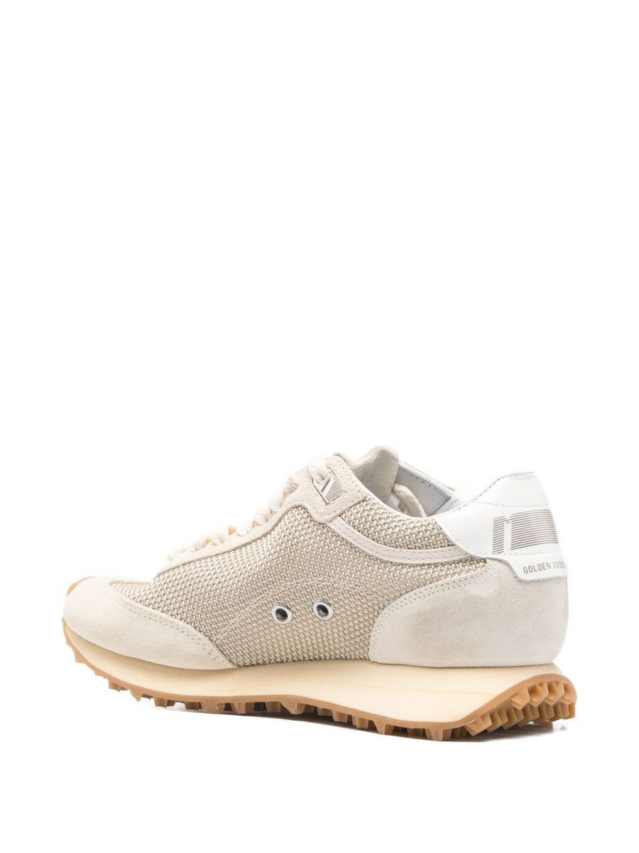 Golden Goose Marathon Sneakers For Women Beige Mesh And Calf Suede With Lug Sole Travel Ready