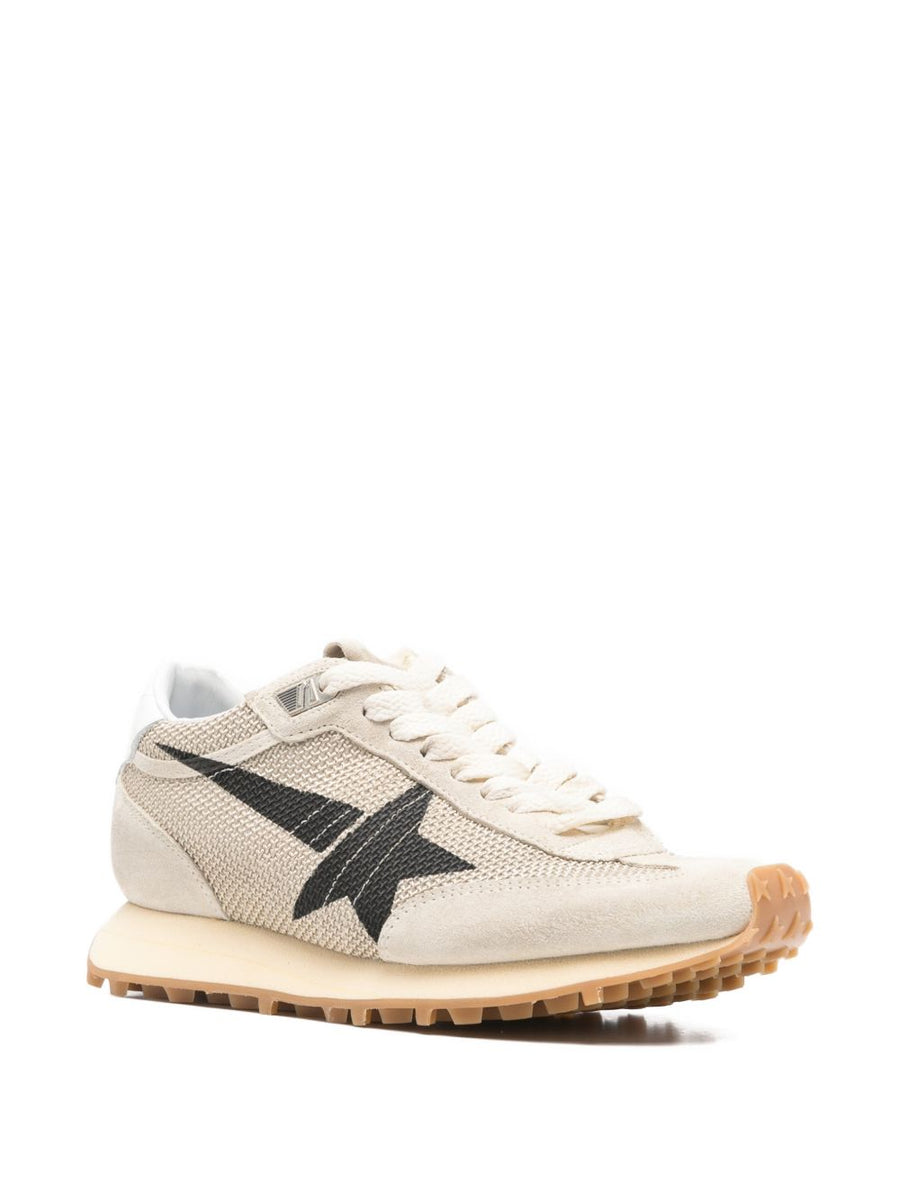 Golden Goose Marathon Sneakers For Women Beige Mesh And Calf Suede With Lug Sole Travel Ready
