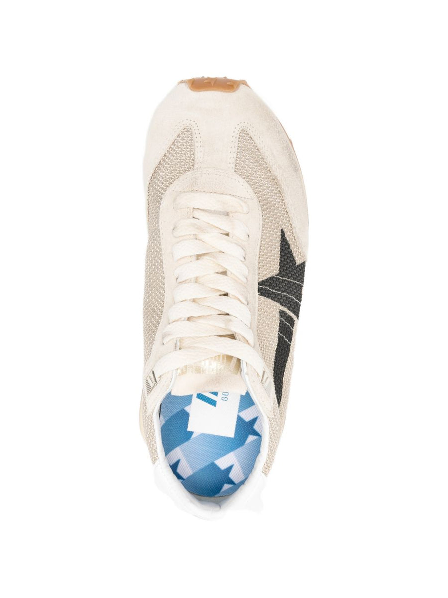 Golden Goose Marathon Sneakers For Women Beige Mesh And Calf Suede With Lug Sole Travel Ready