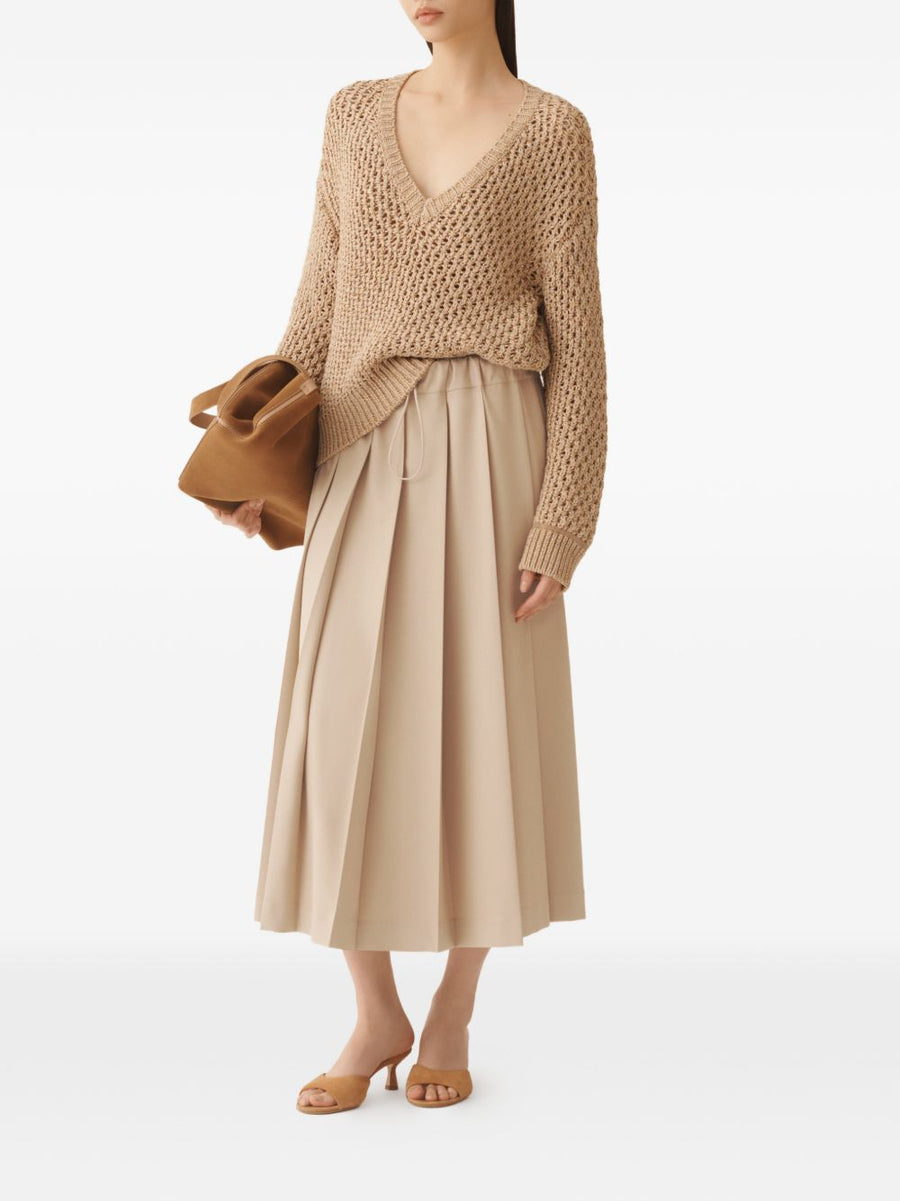Fabiana Filippi V Neck Cotton Sweater For Women Refined Ivory Luxury Knit Spring Summer 2026 Collection